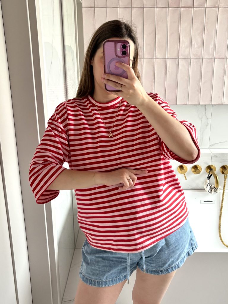 Happy Bluzka w paski 🧡❤️💜 bordowo różowe paseczki