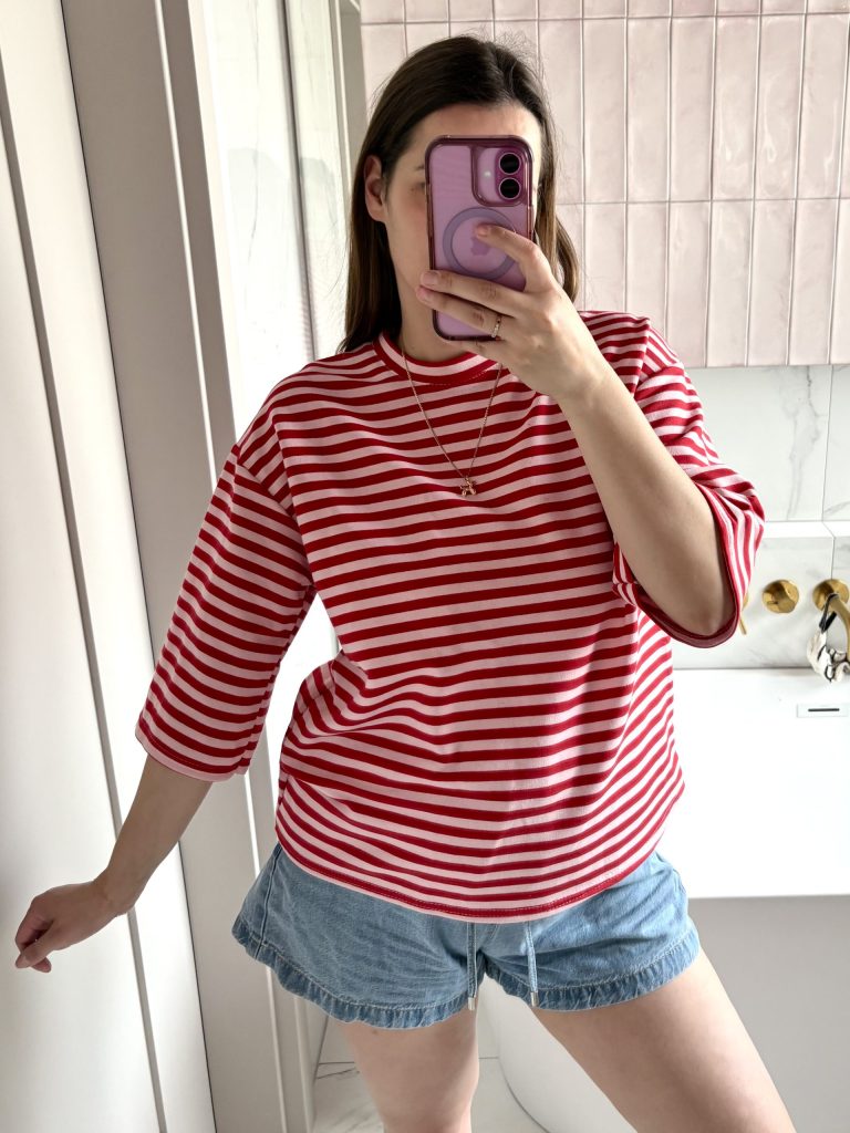 Happy Bluzka w paski 🧡❤️💜 bordowo różowe paseczki